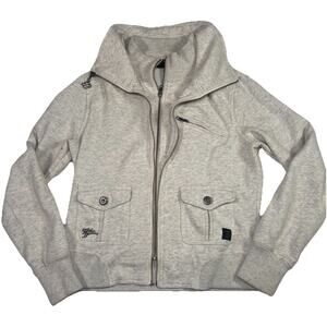 Harley Davidson Sweater Jacket Women’s Size L Oatmeal Double Zipper Moto Biker